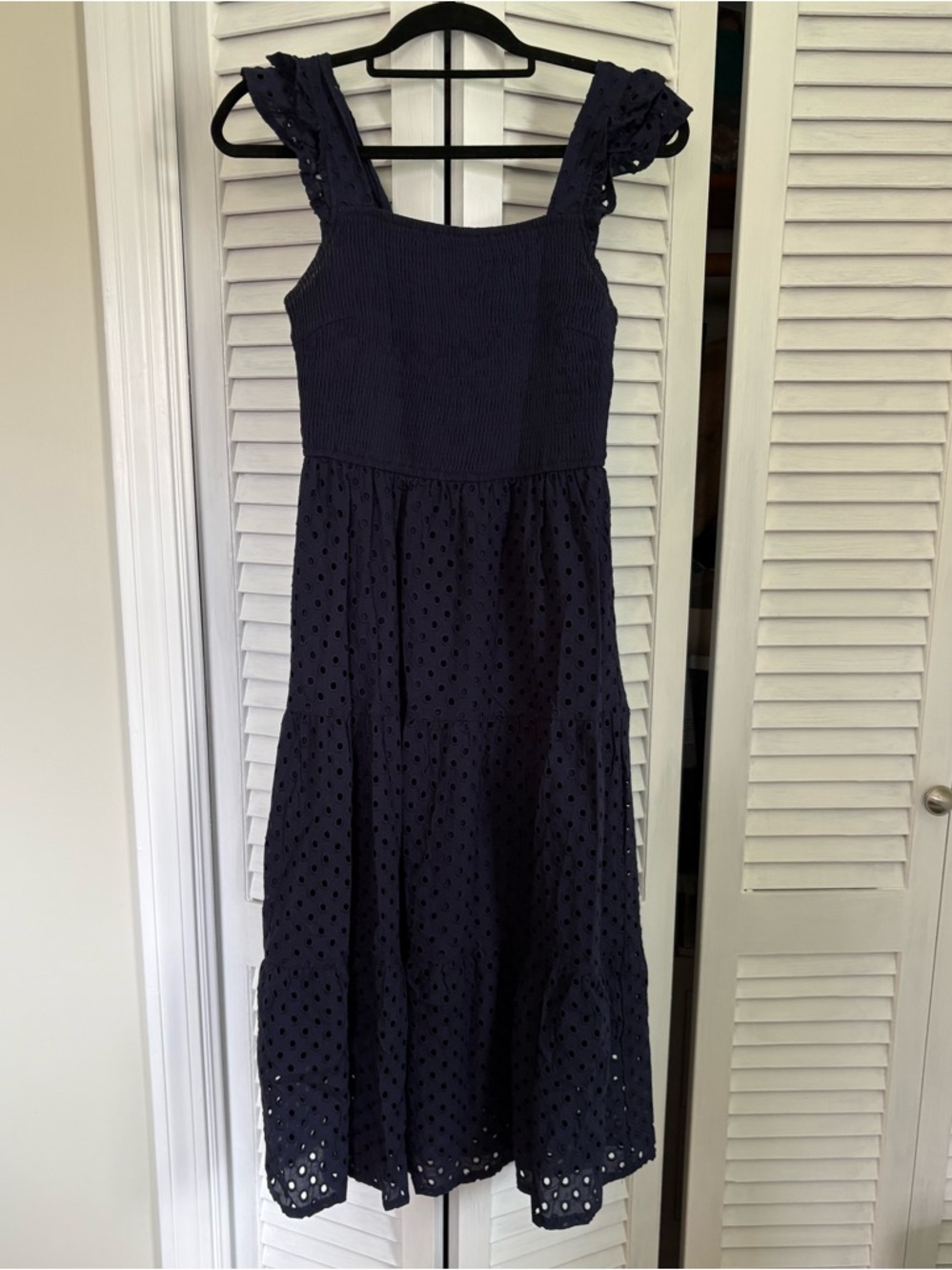 Midi Eyelet Sundress in Navy - Womens Dress